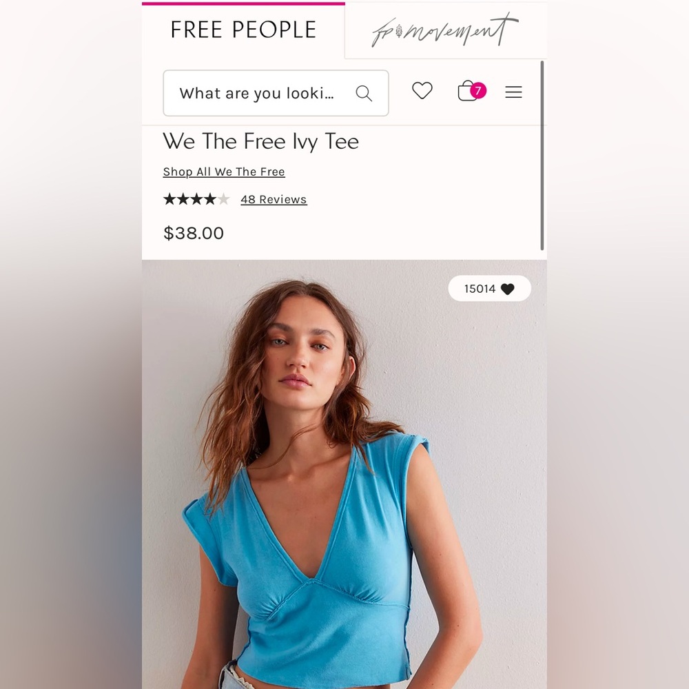 NWT! Free People We The Free Ivy Tee in Blue Bell!